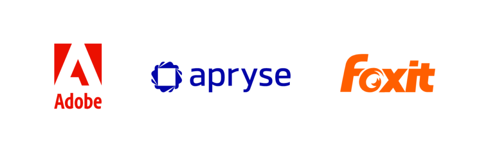 Adobe, Apryse and Foxit logos