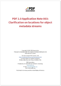 PDF 2.0 Application Note 003 object metadata cover