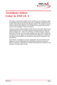 Technical Note 0002 Color in PDF/A-1 cover