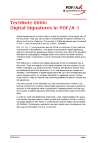 Technical Note 0006 Digital Signatures in PDF/A-1
