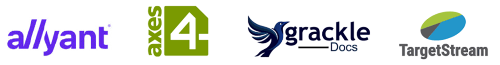 PDFua Sponsors Logos - Allyant, axes4, GrackleDocs and TargetStream
